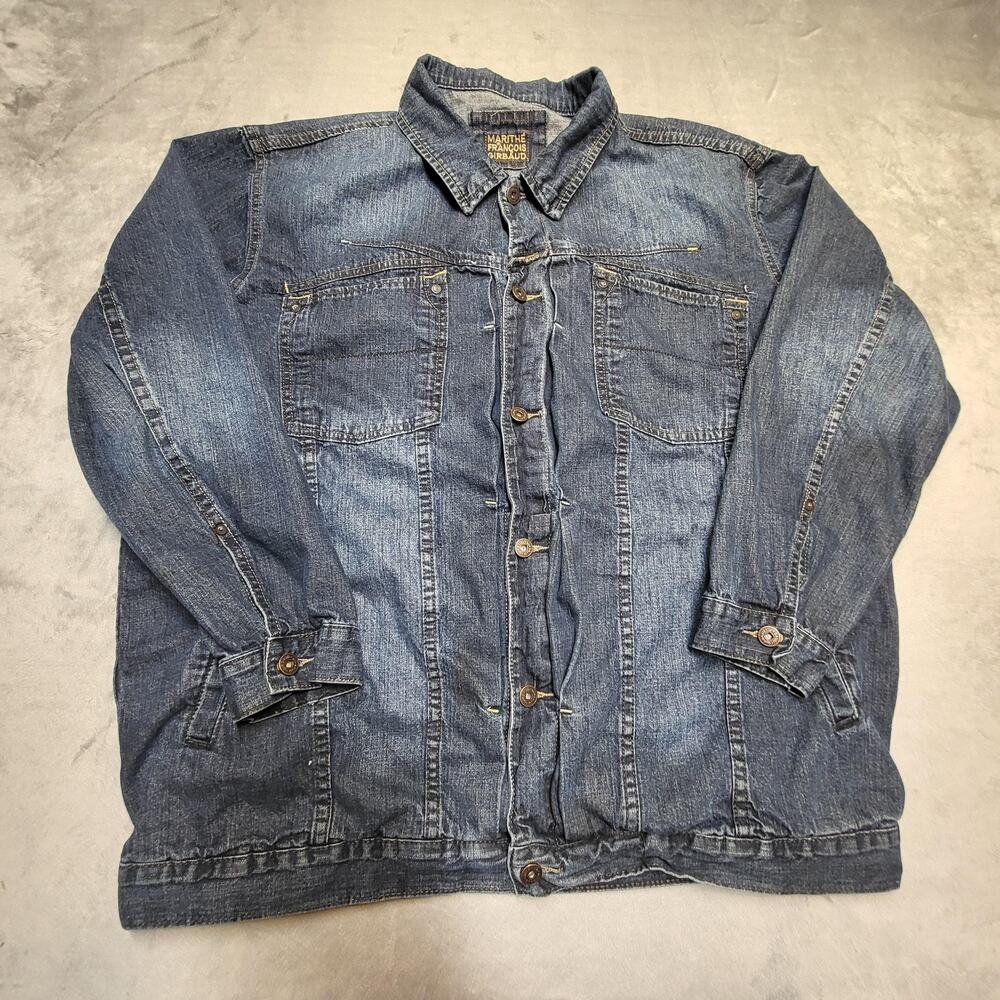 Marithe Francois Girbaud Denim Jacket Mens 3XL Blue Jean Button Front Trucker